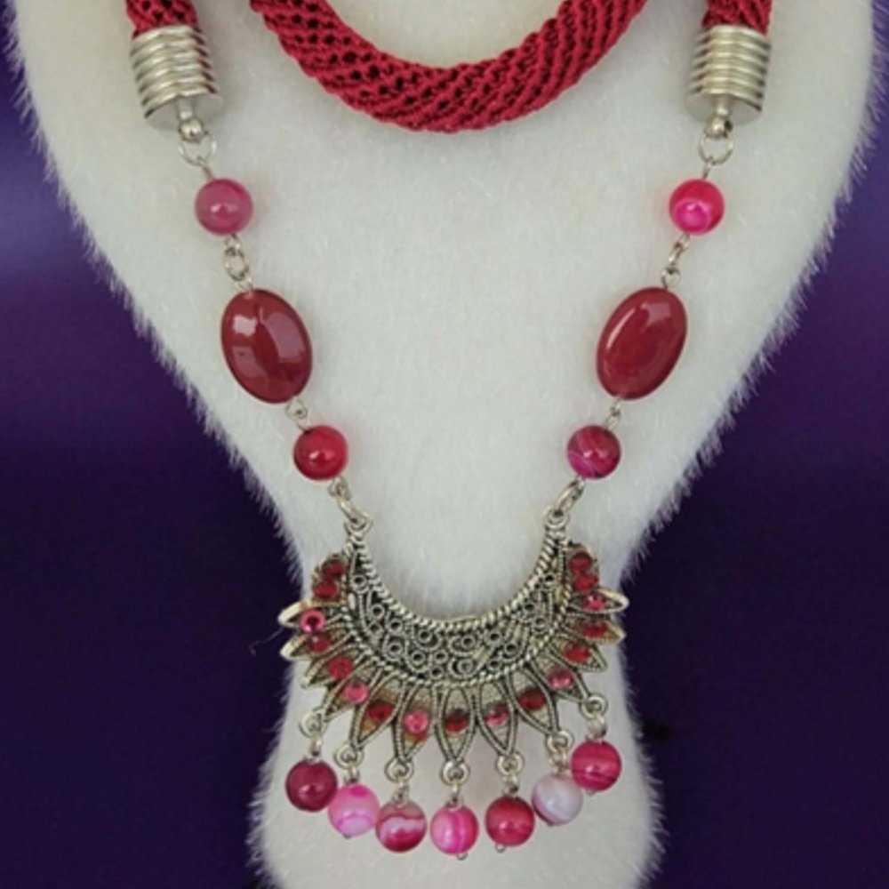 Plum Natural Stone Necklace Hand Made